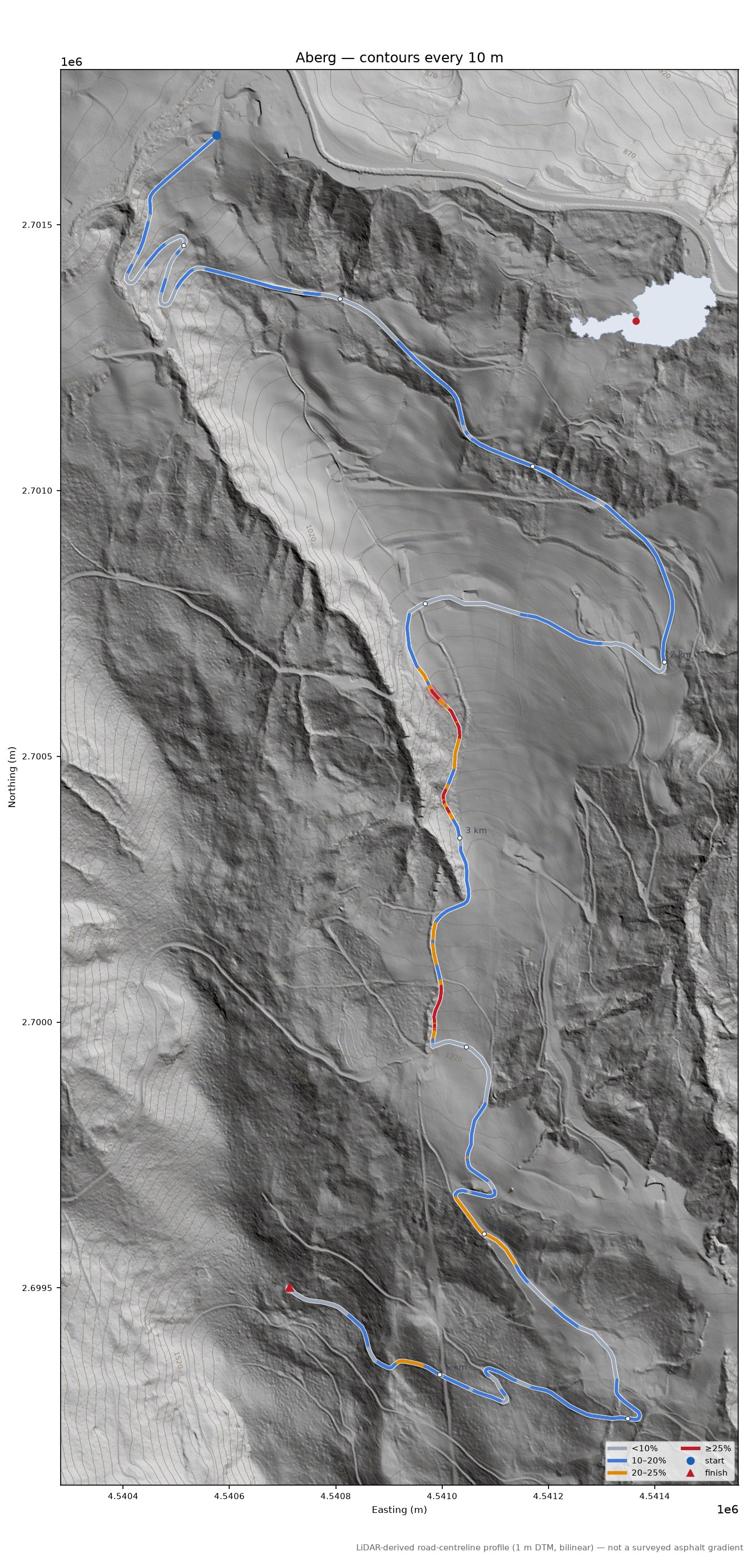 Aberg LiDAR hillshade map with contours