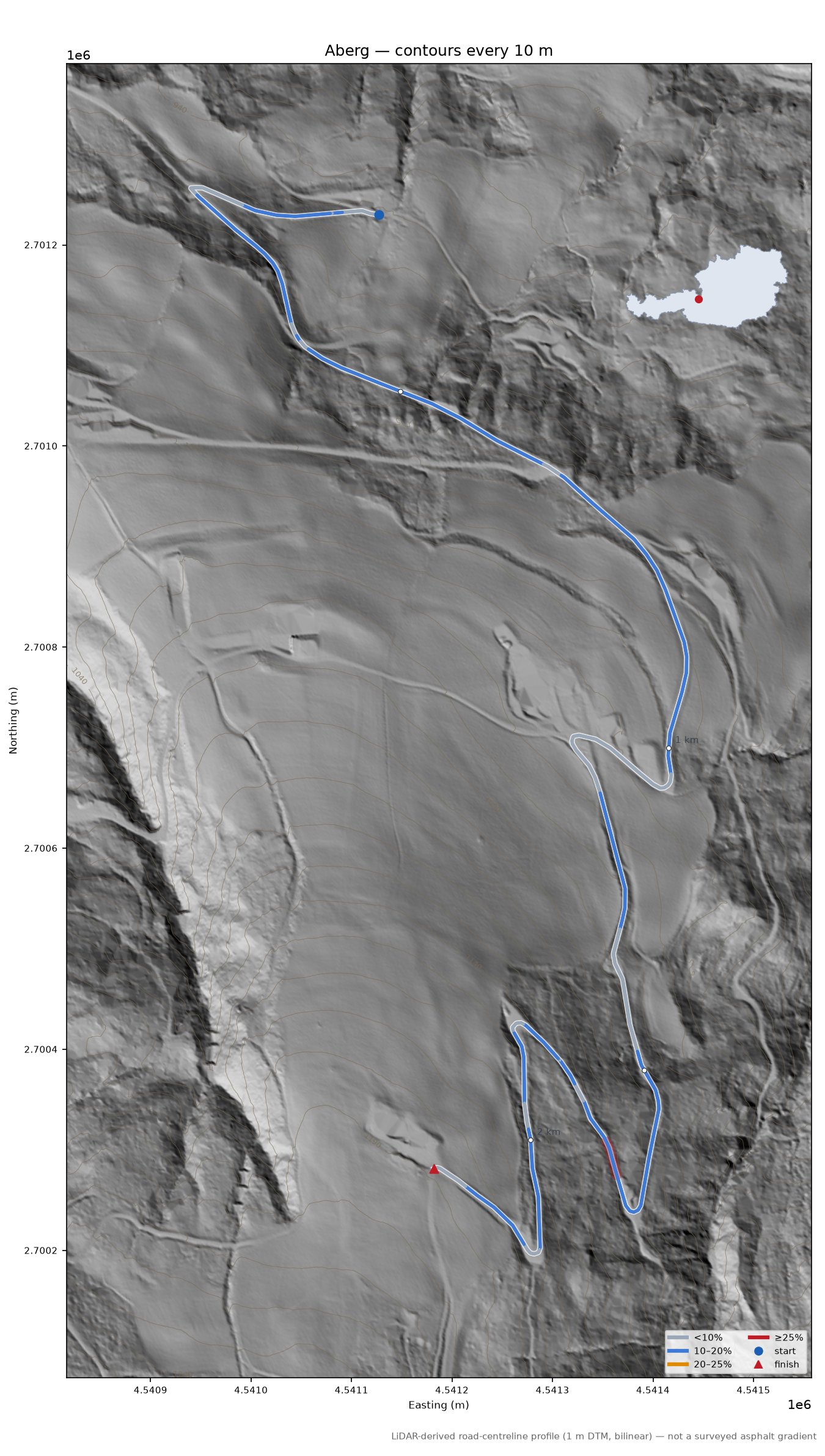 Aberg LiDAR hillshade map with contours