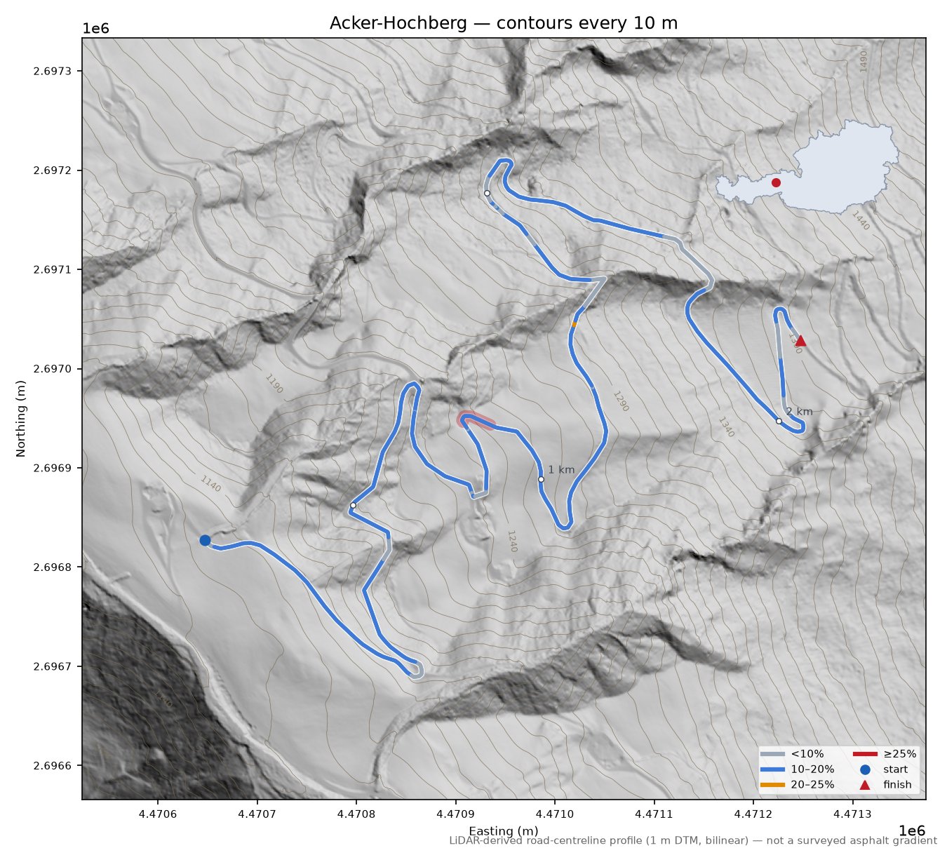Acker-Hochberg LiDAR hillshade map with contours