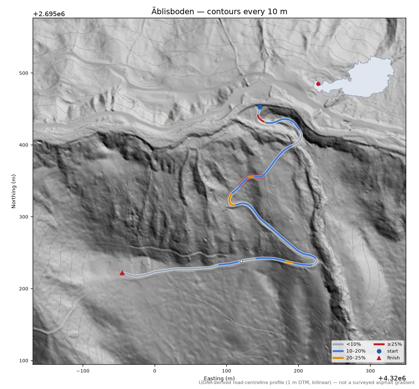 Äblisboden LiDAR hillshade map with contours