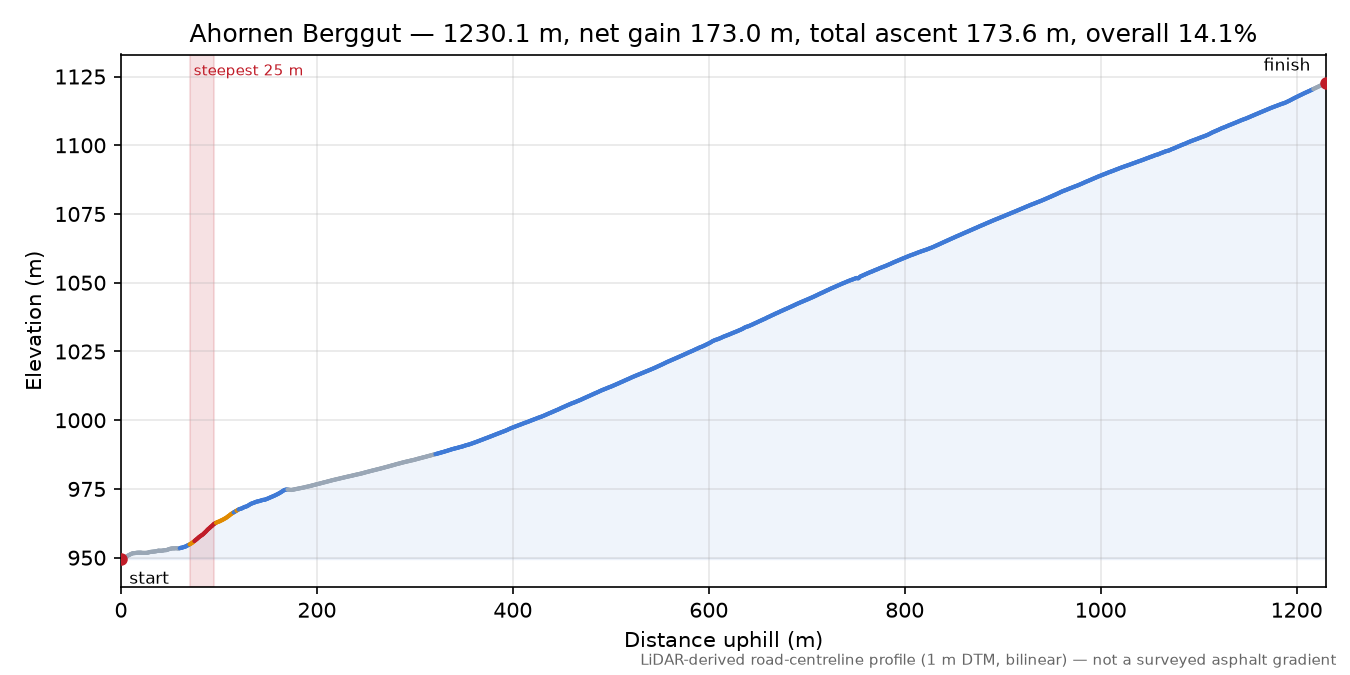 Ahornen Berggut elevation profile