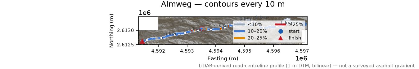 Almweg LiDAR hillshade map with contours