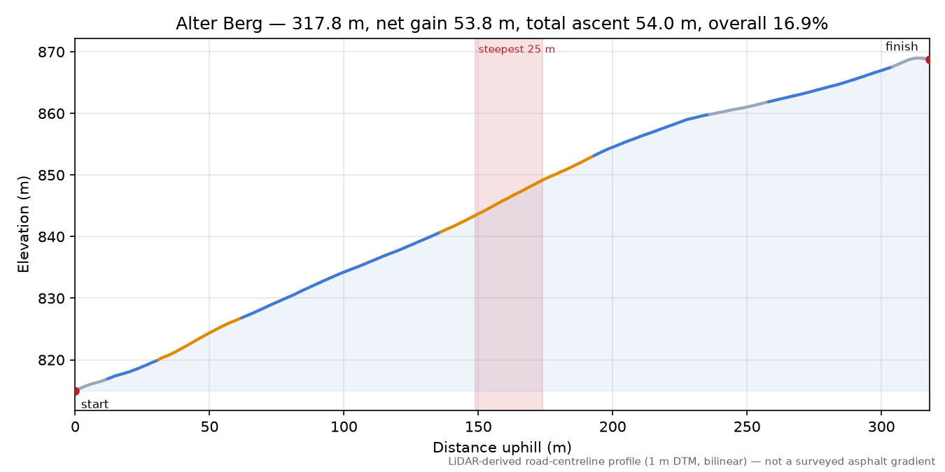 Alter Berg elevation profile