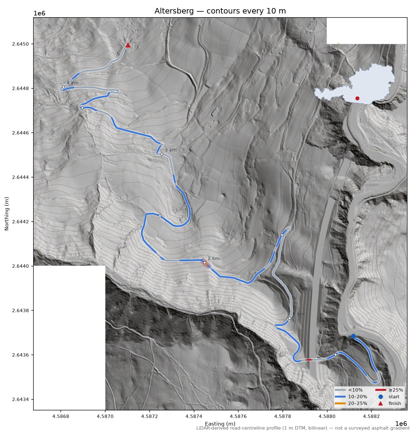 Altersberg LiDAR hillshade map with contours
