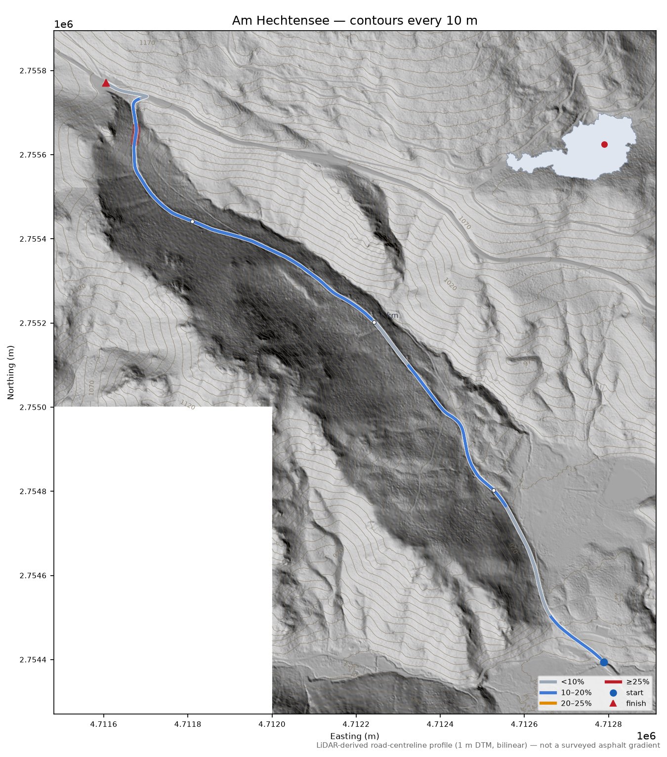 Am Hechtensee LiDAR hillshade map with contours