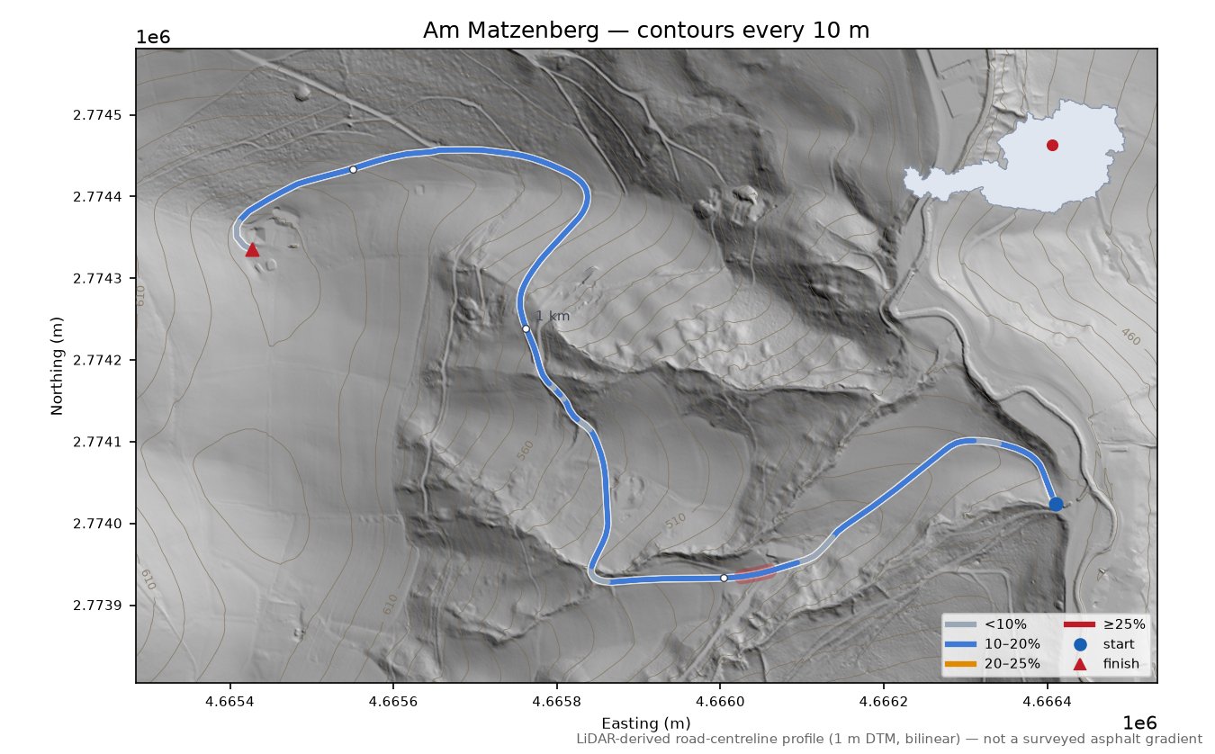 Am Matzenberg LiDAR hillshade map with contours
