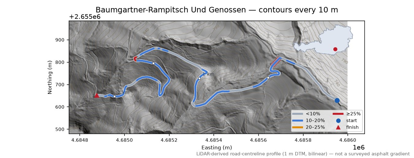 Baumgartner-Rampitsch Und Genossen LiDAR hillshade map with contours