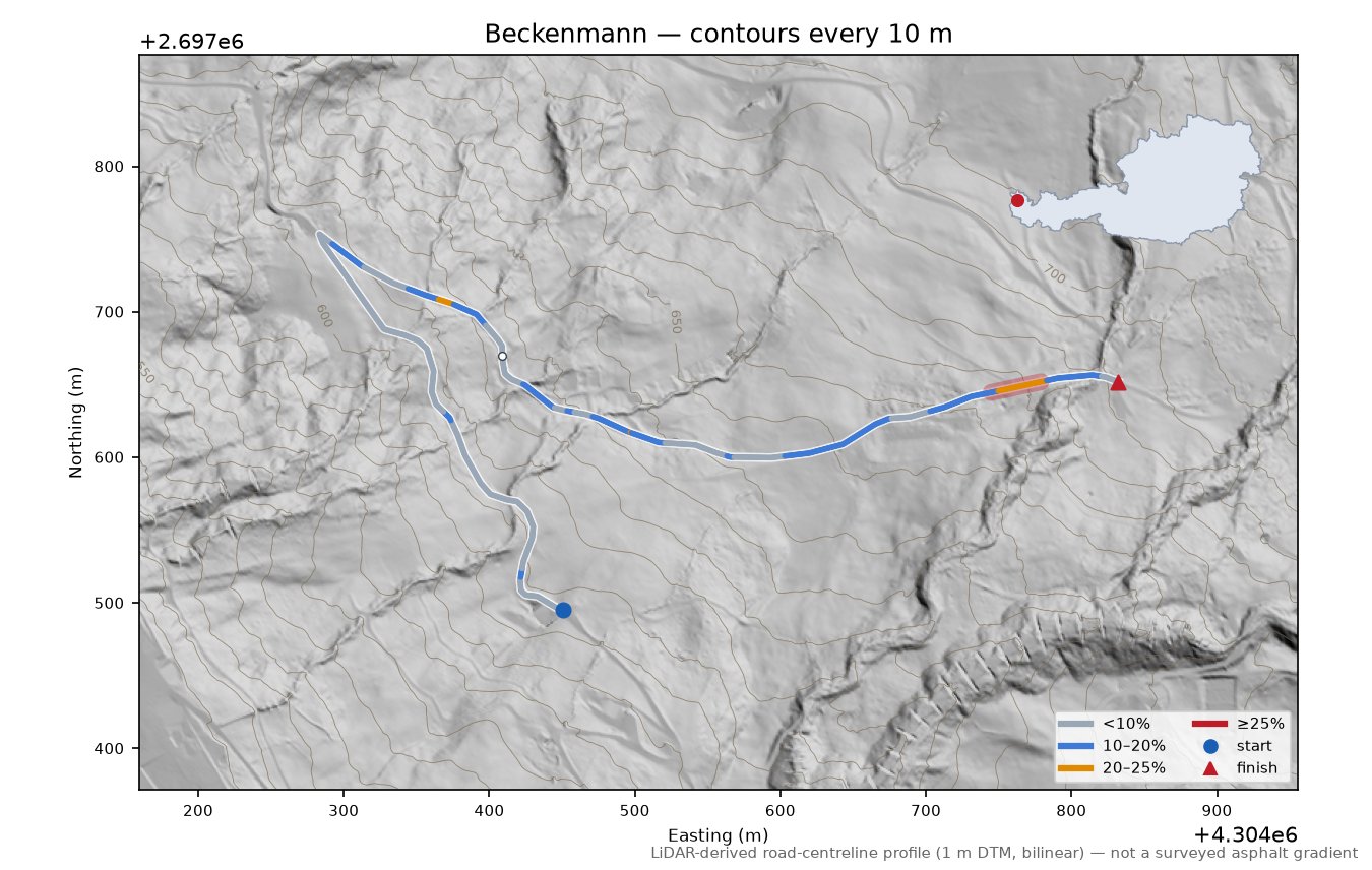 Beckenmann LiDAR hillshade map with contours