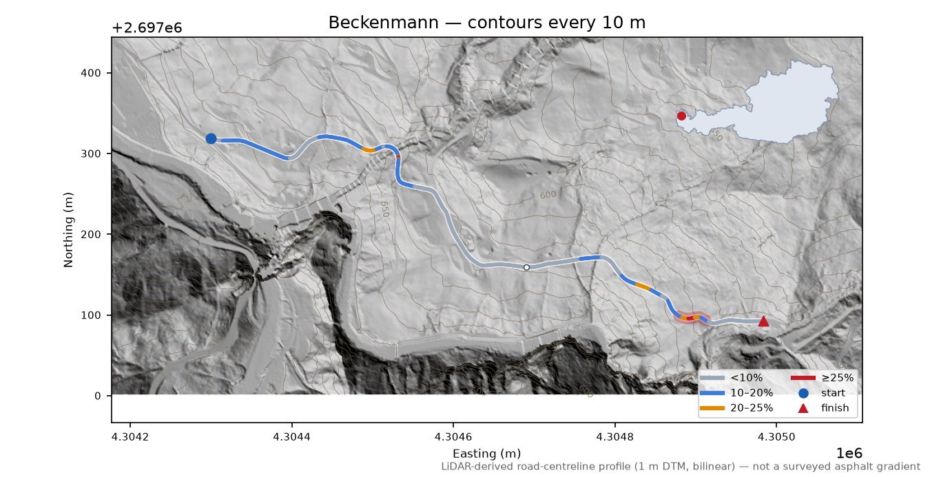 Beckenmann LiDAR hillshade map with contours