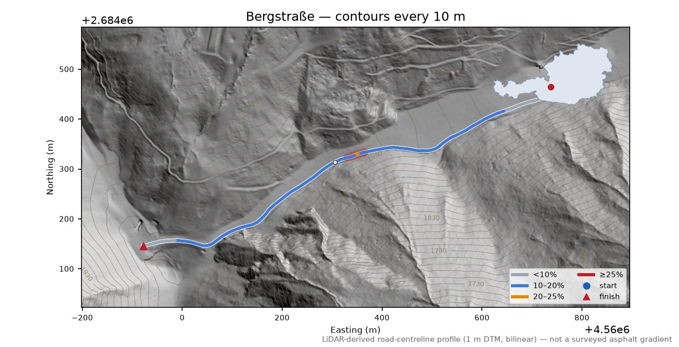 Bergstraße LiDAR hillshade map with contours