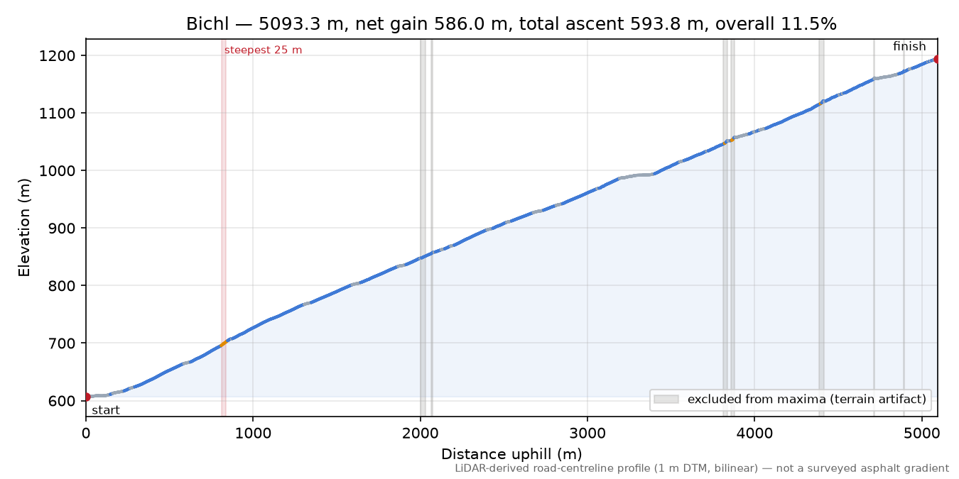 Bichl elevation profile