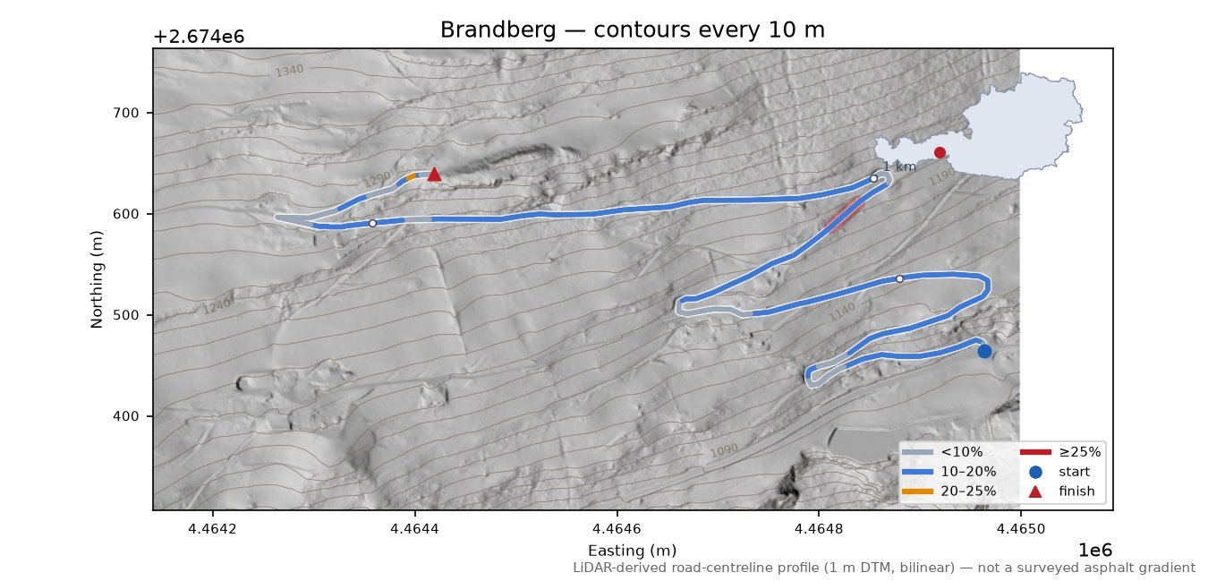 Brandberg LiDAR hillshade map with contours