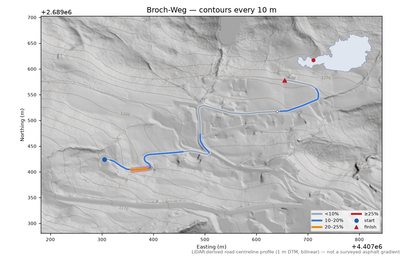 Broch-Weg LiDAR hillshade map with contours