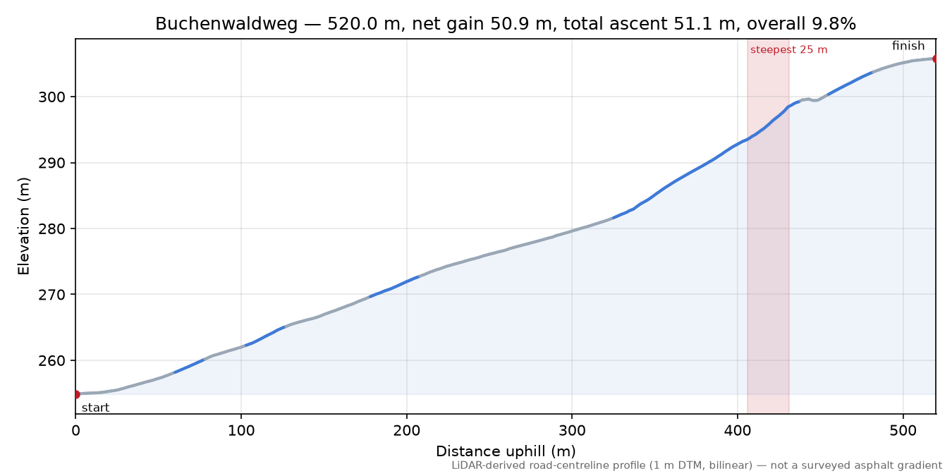 Buchenwaldweg elevation profile