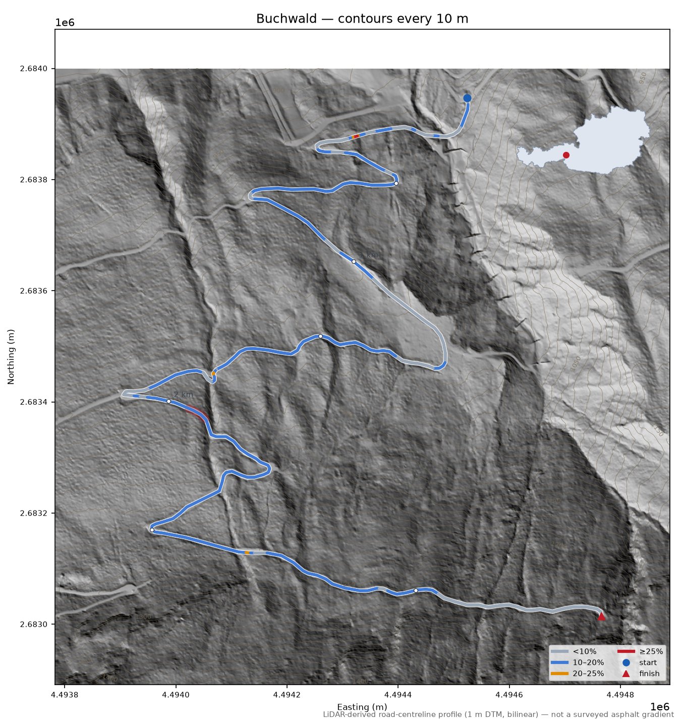 Buchwald LiDAR hillshade map with contours