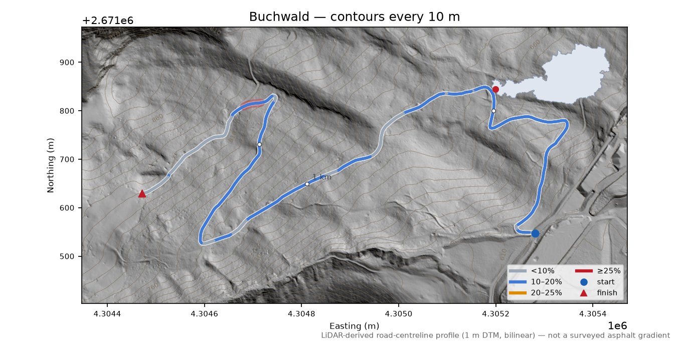 Buchwald LiDAR hillshade map with contours