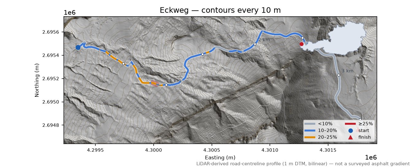 Eckweg LiDAR hillshade map with contours
