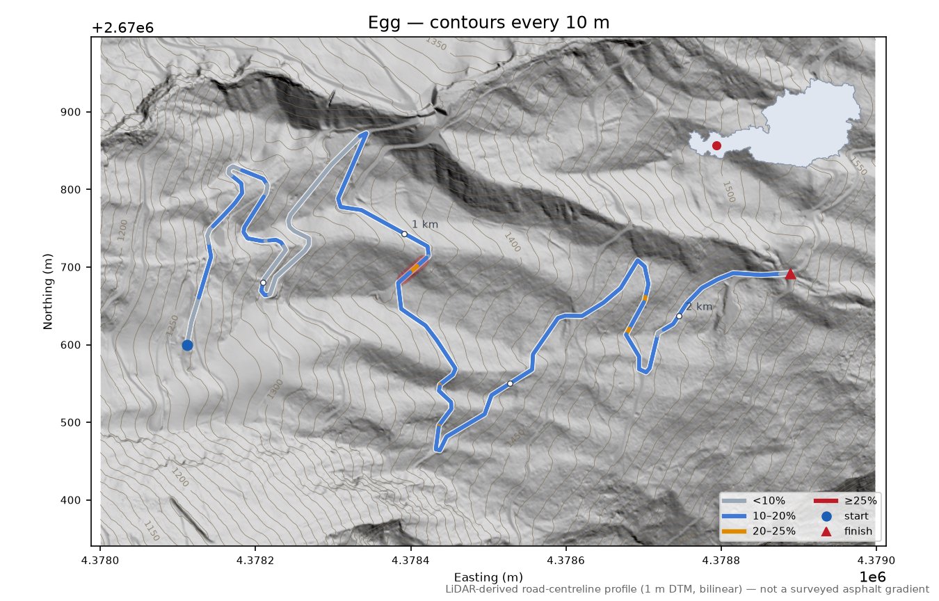 Egg LiDAR hillshade map with contours