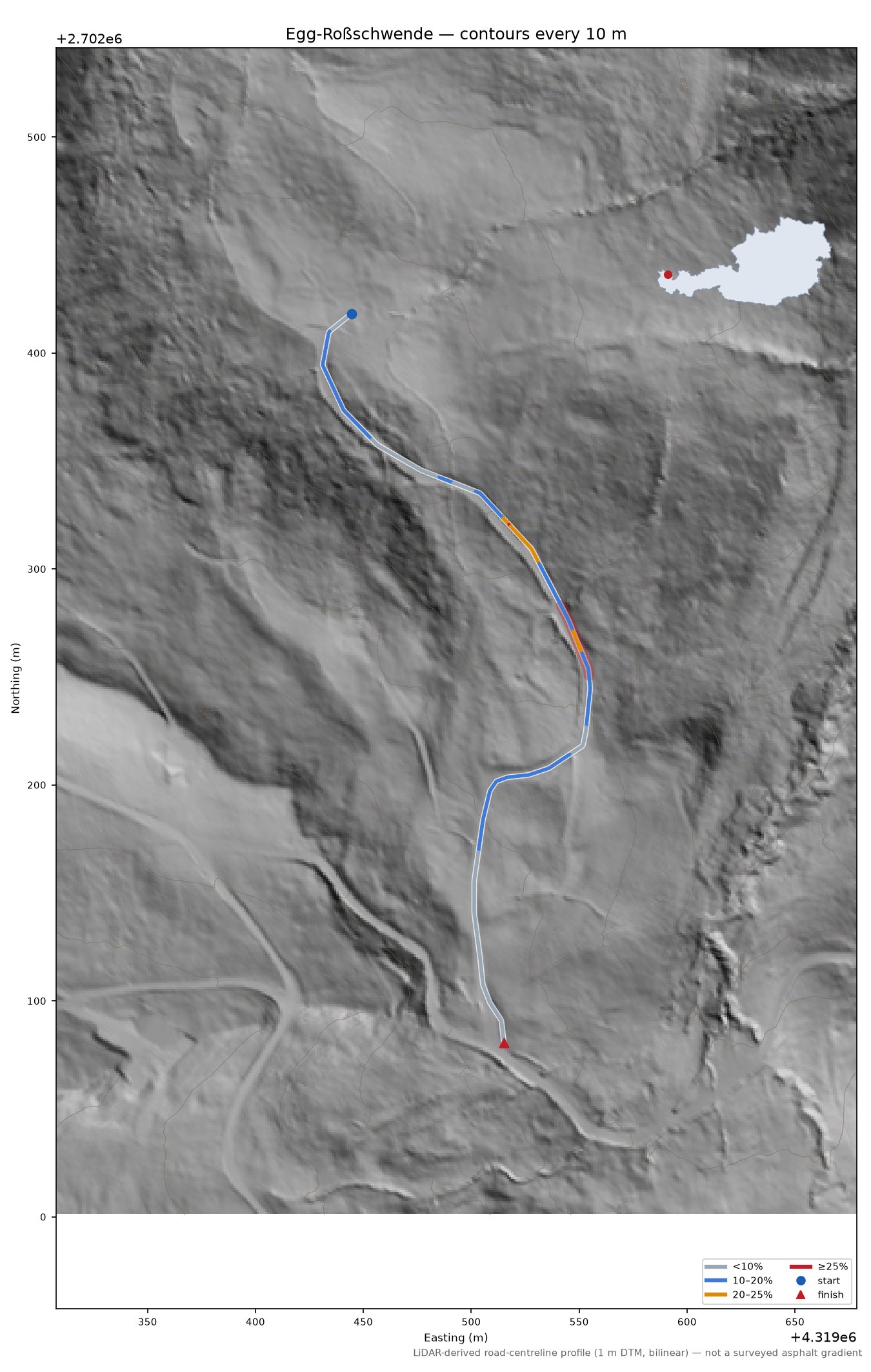 Egg-Roßschwende LiDAR hillshade map with contours