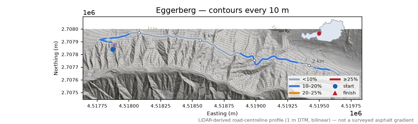 Eggerberg LiDAR hillshade map with contours