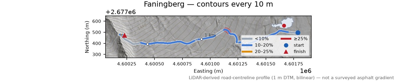 Faningberg LiDAR hillshade map with contours