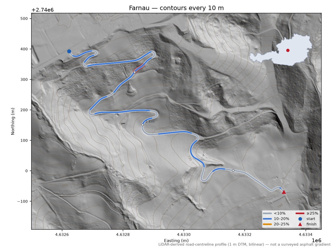 Farnau LiDAR hillshade map with contours