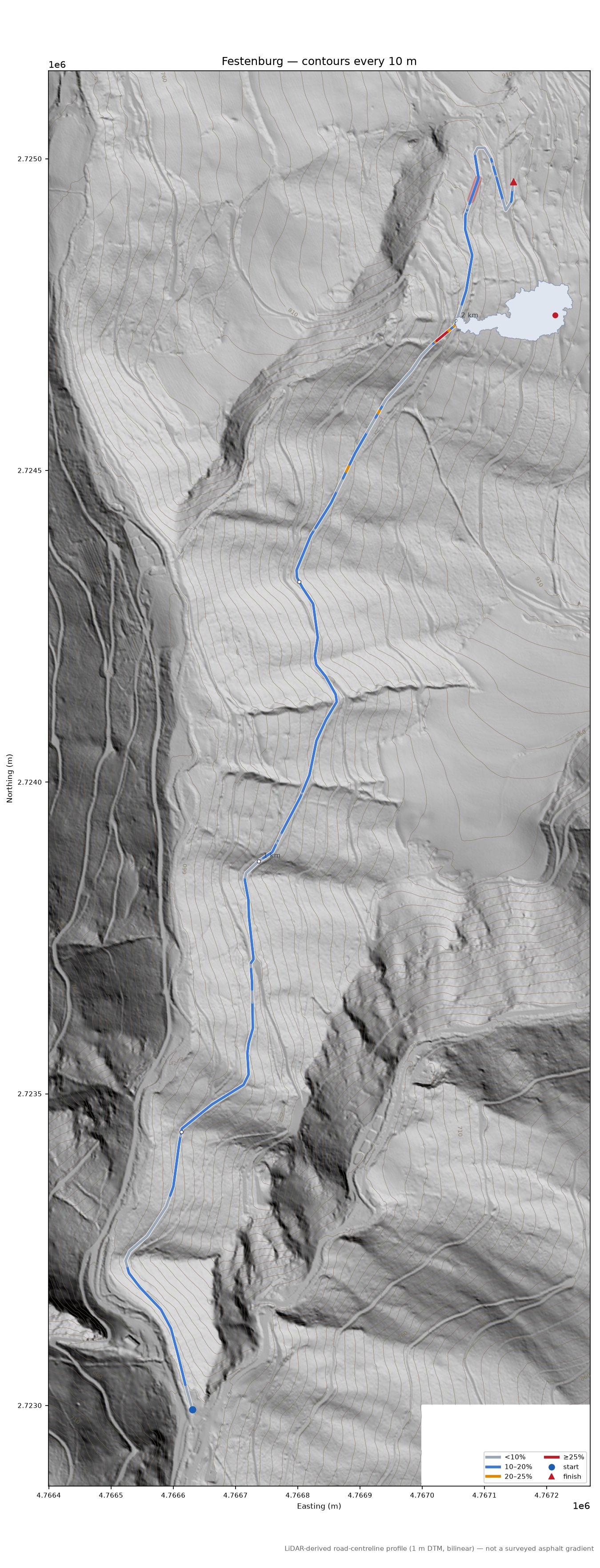 Festenburg LiDAR hillshade map with contours