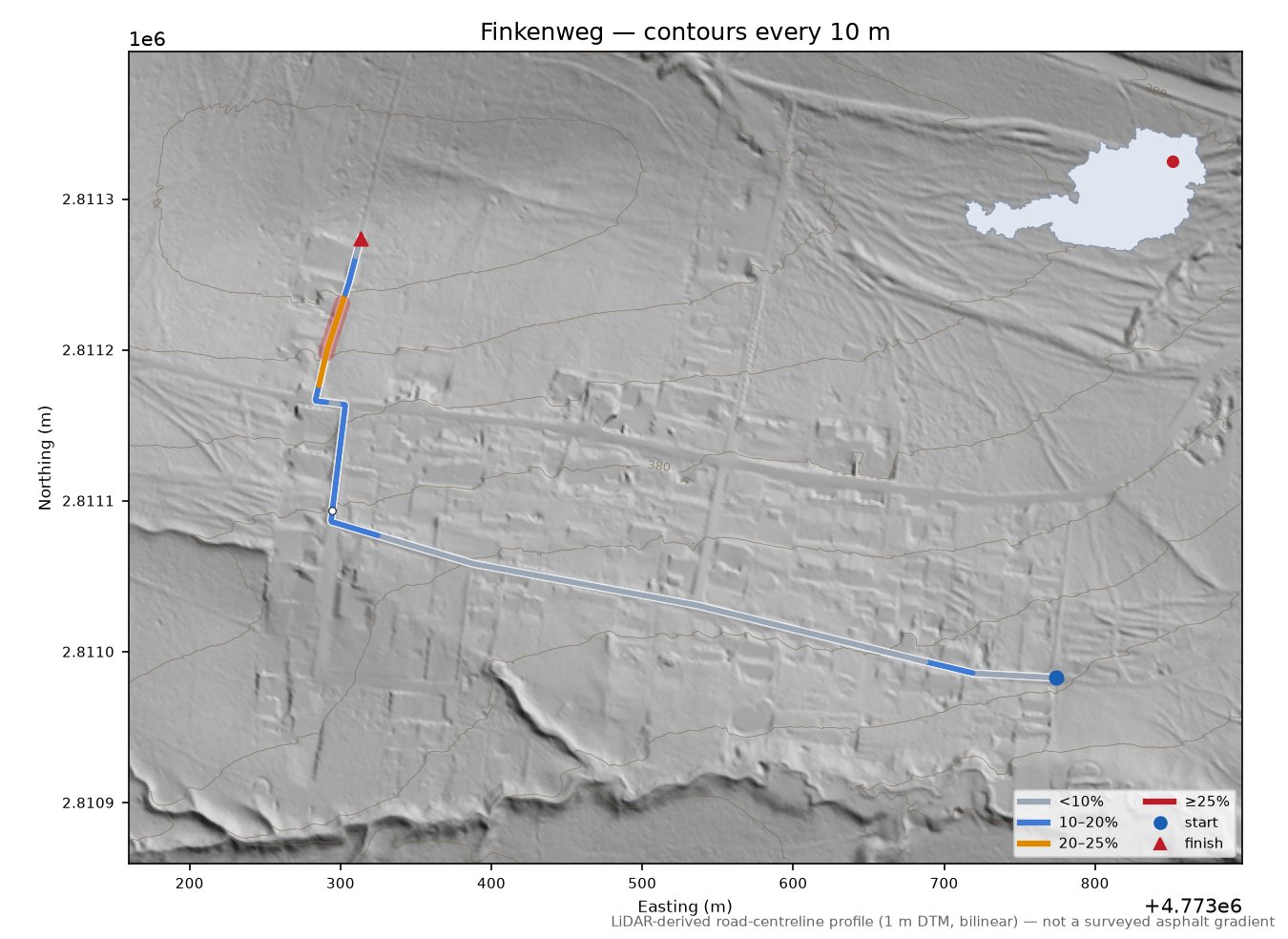 Finkenweg LiDAR hillshade map with contours