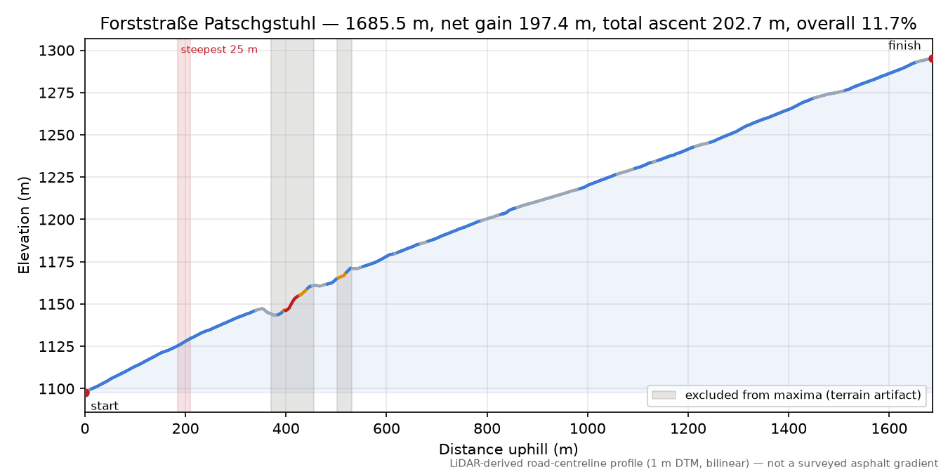 Forststraße Patschgstuhl elevation profile