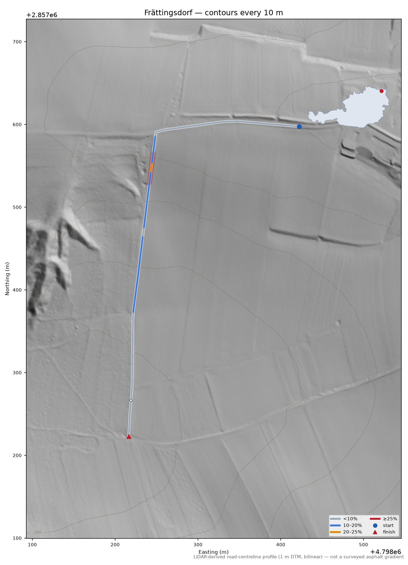 Frättingsdorf LiDAR hillshade map with contours