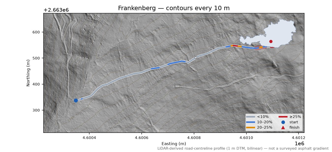 Frankenberg LiDAR hillshade map with contours