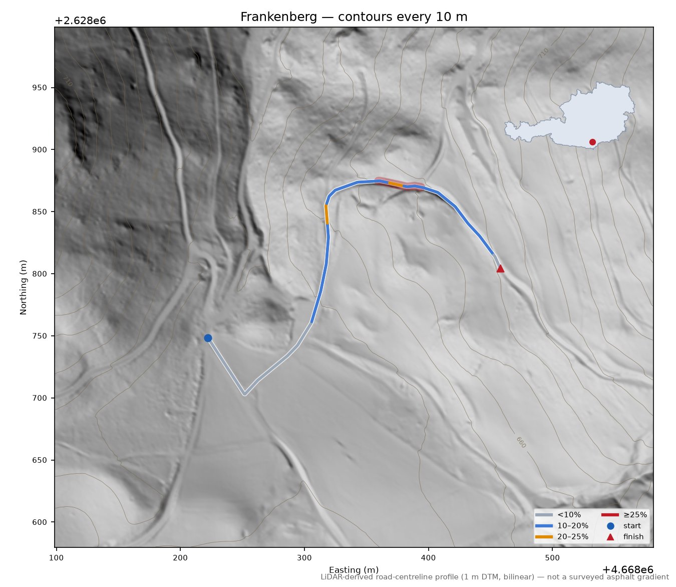 Frankenberg LiDAR hillshade map with contours