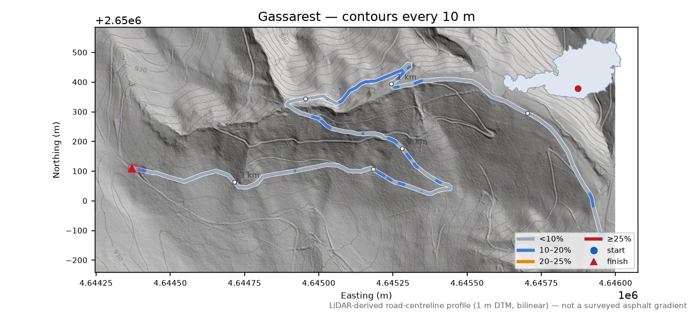 Gassarest LiDAR hillshade map with contours