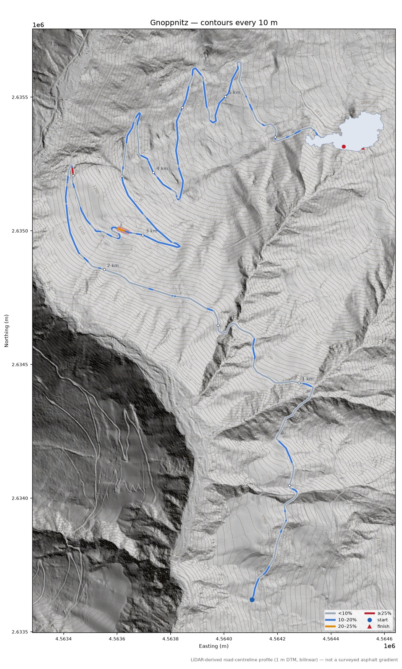 Gnoppnitz LiDAR hillshade map with contours