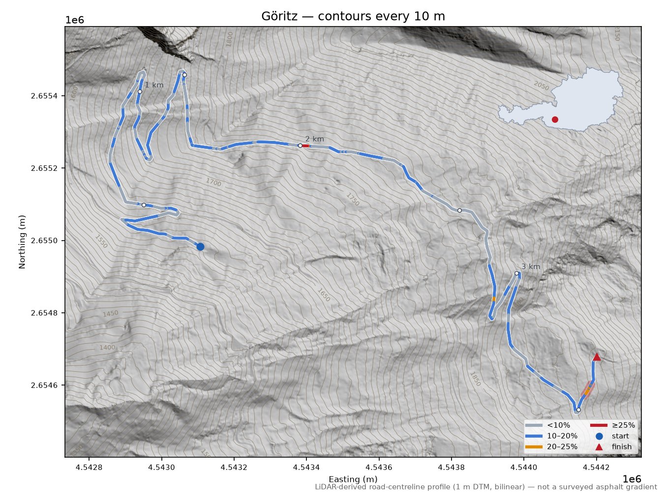 Göritz LiDAR hillshade map with contours