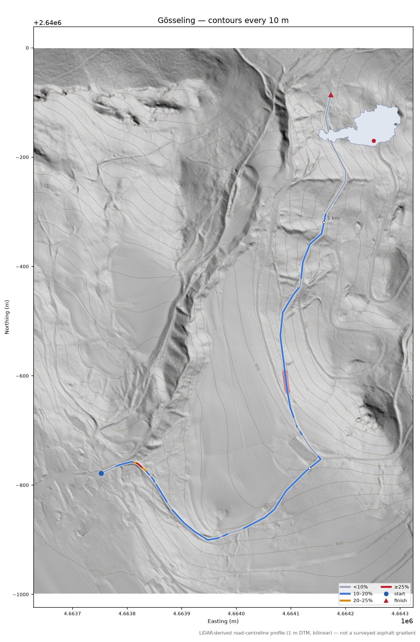 Gösseling LiDAR hillshade map with contours