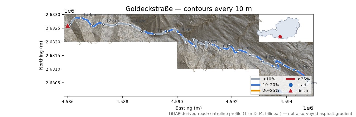 Goldeckstraße LiDAR hillshade map with contours