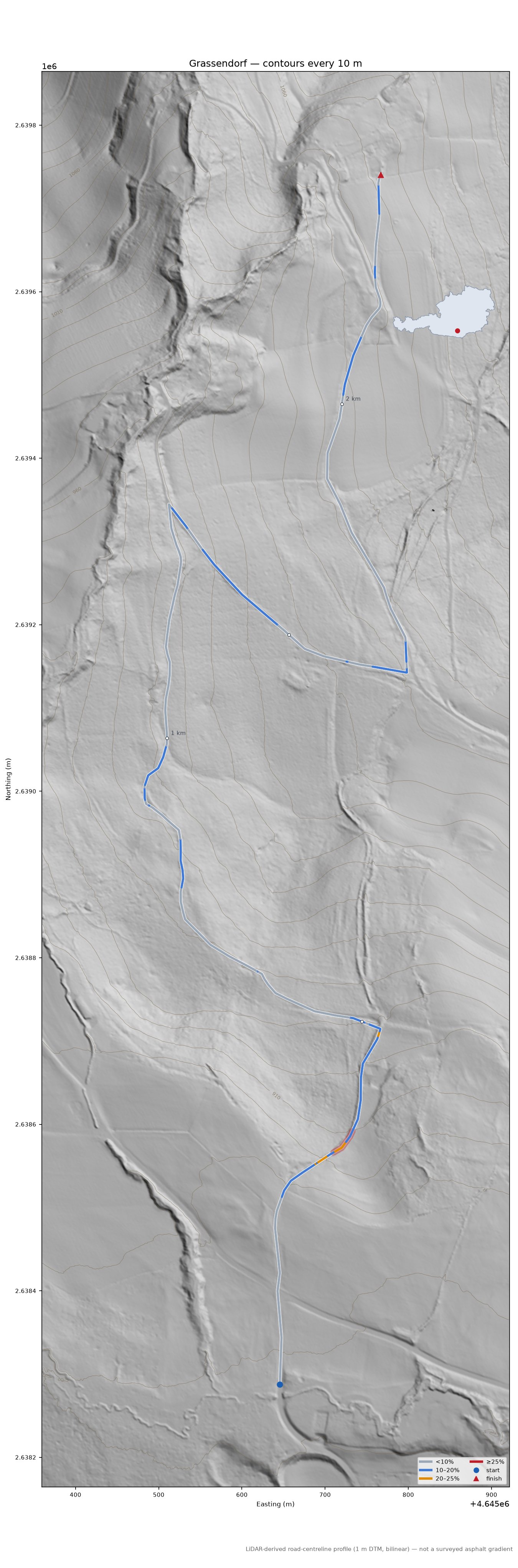 Grassendorf LiDAR hillshade map with contours