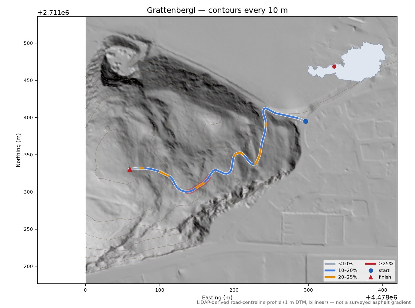 Grattenbergl LiDAR hillshade map with contours