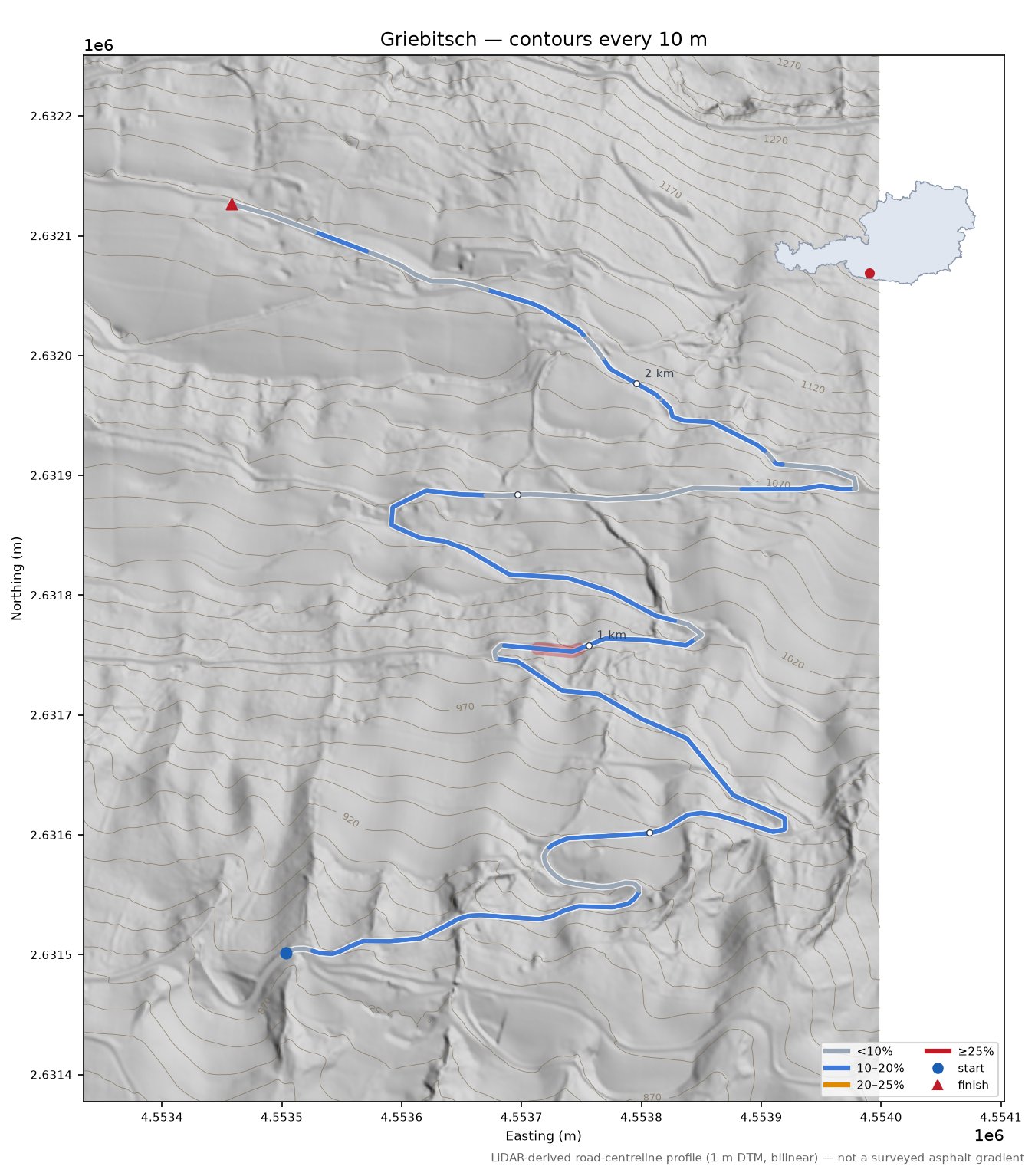 Griebitsch LiDAR hillshade map with contours