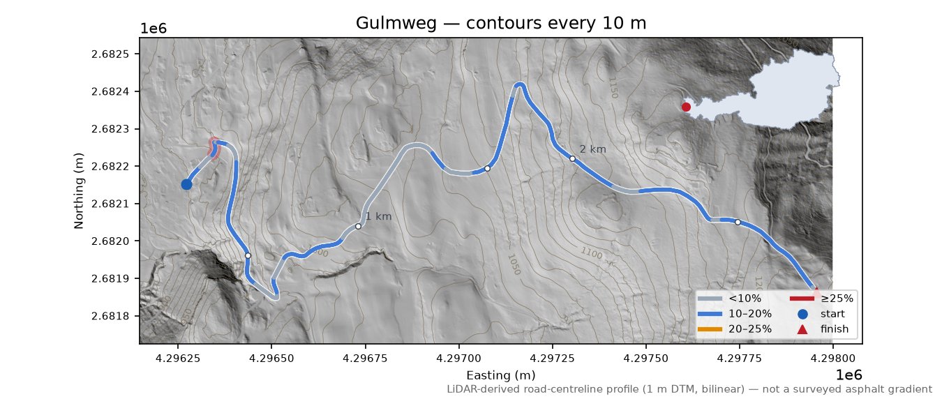 Gulmweg LiDAR hillshade map with contours