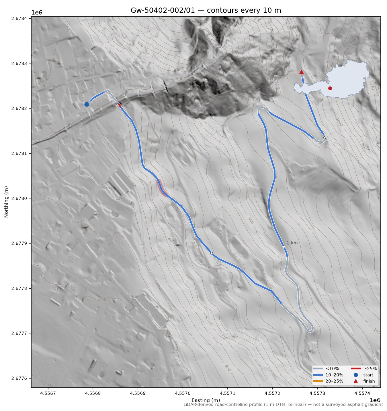 Gw-50402-002/01 LiDAR hillshade map with contours