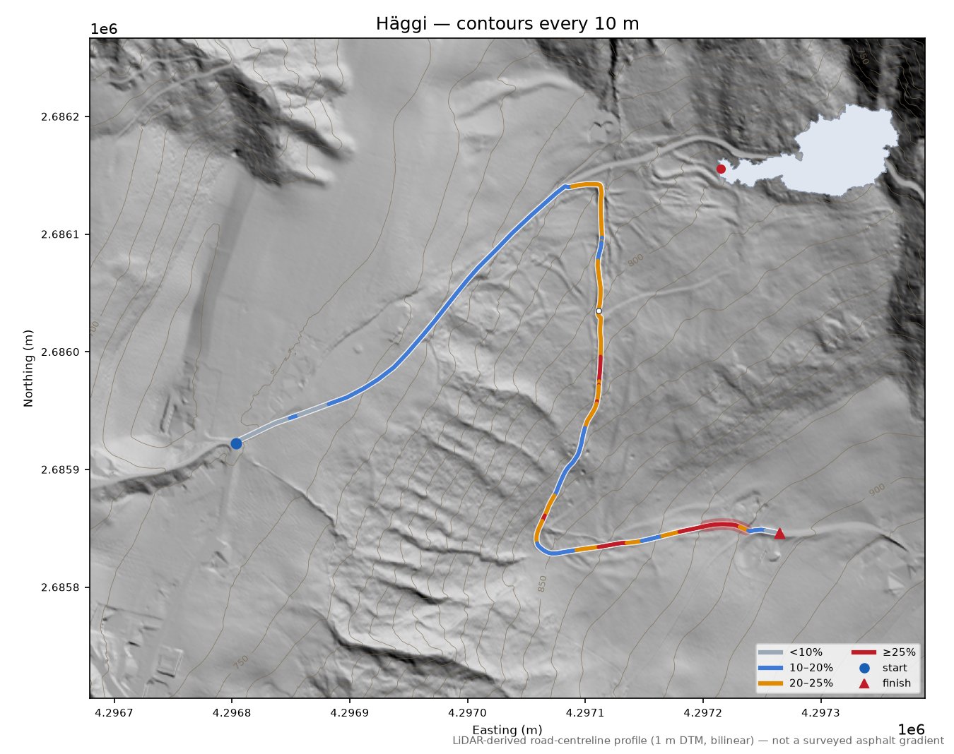 Häggi LiDAR hillshade map with contours