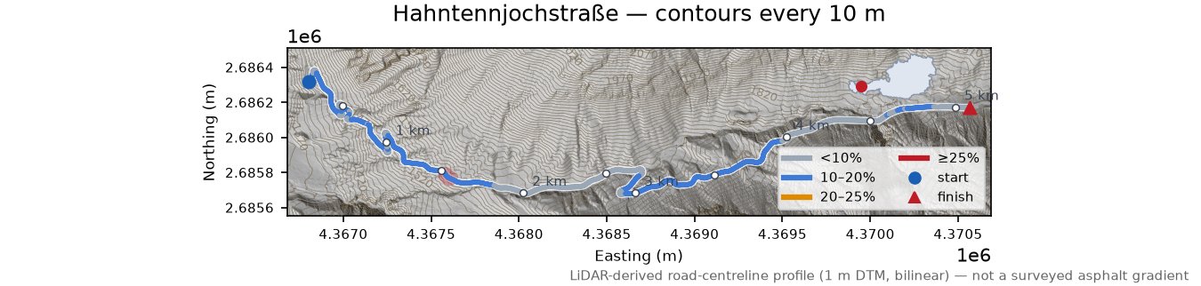 Hahntennjoch (west side) LiDAR hillshade map with contours