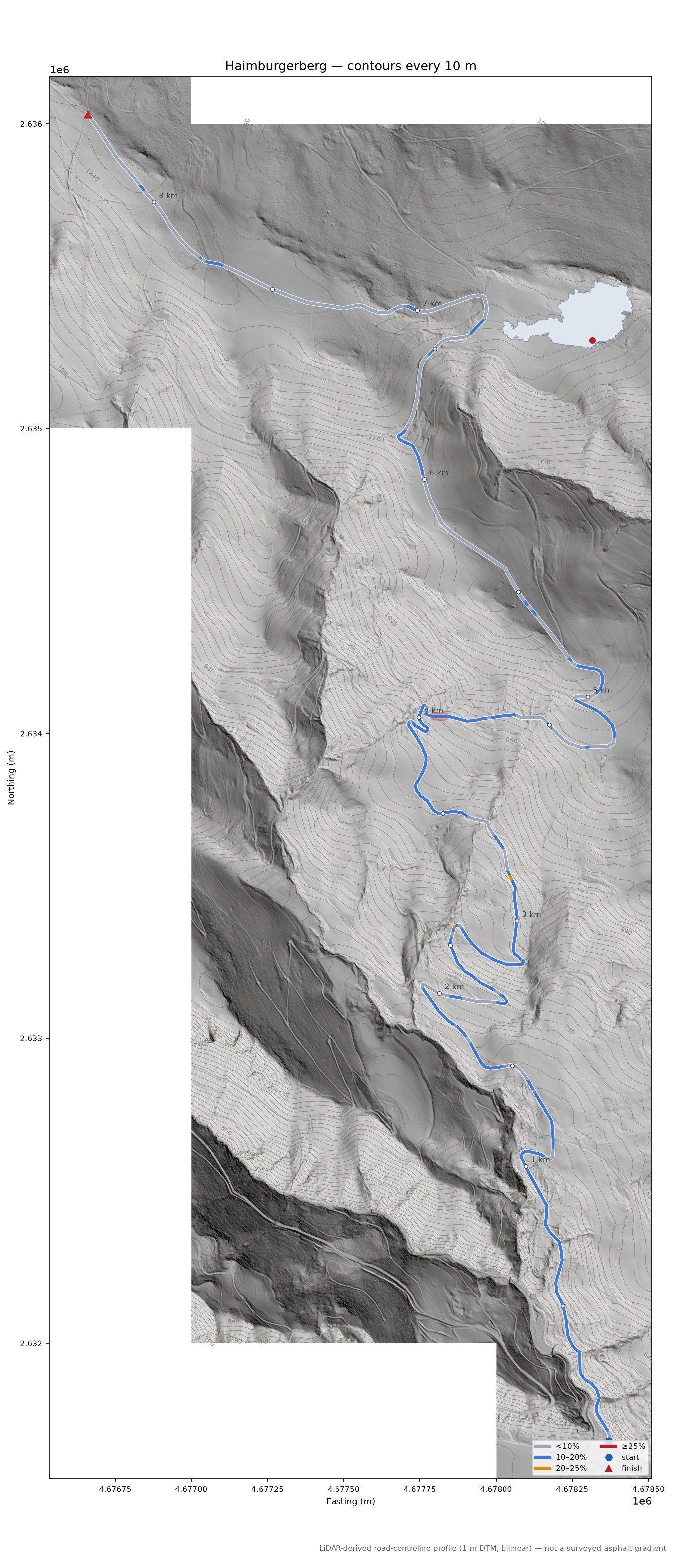 Haimburgerberg LiDAR hillshade map with contours