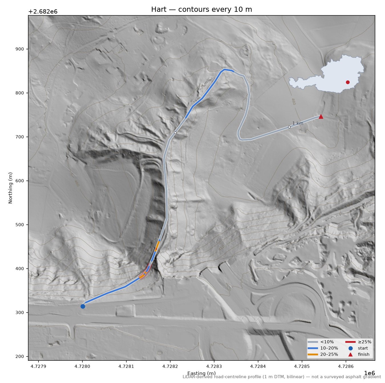 Hart LiDAR hillshade map with contours