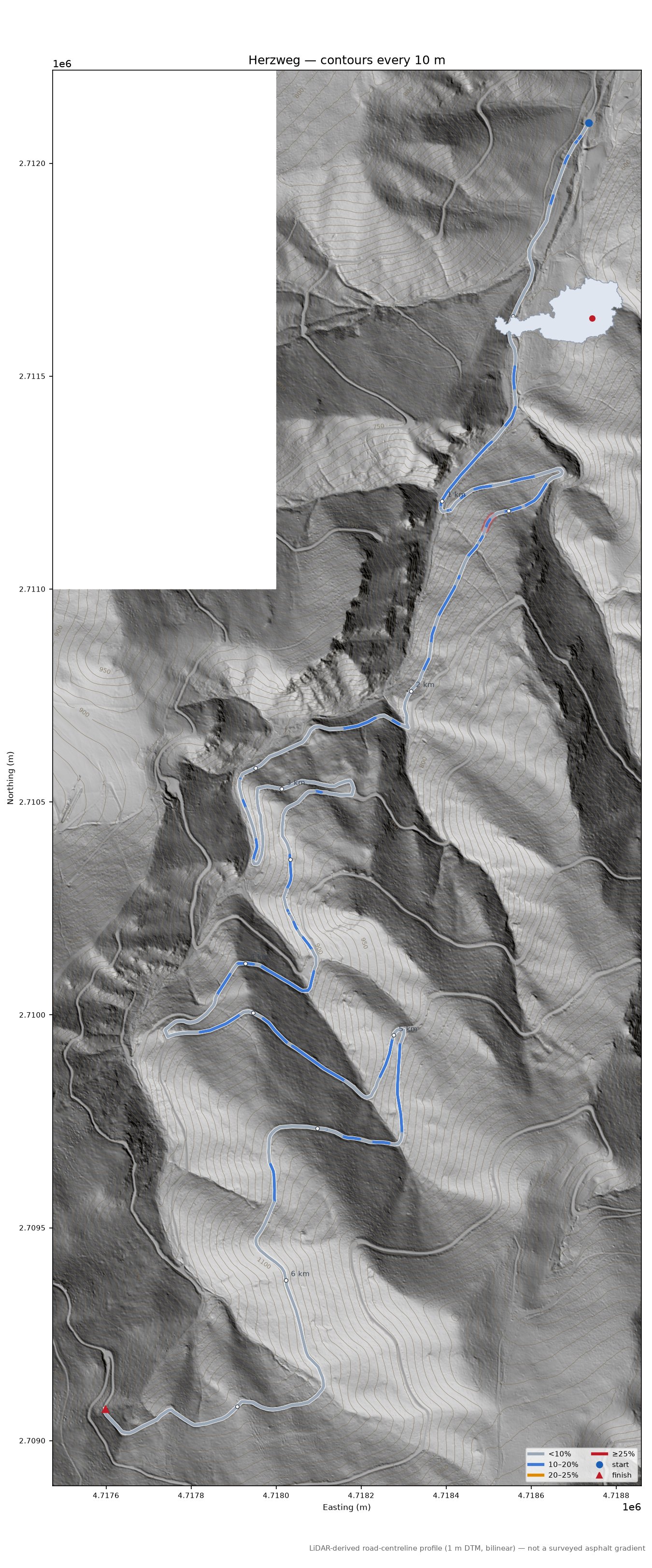 Herzweg LiDAR hillshade map with contours