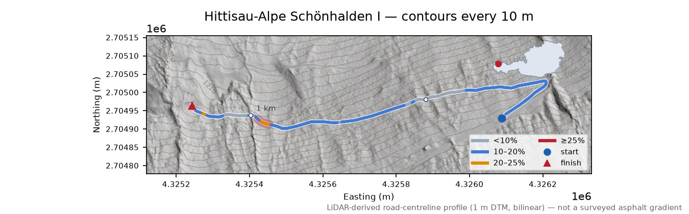 Hittisau-Alpe Schönhalden I LiDAR hillshade map with contours