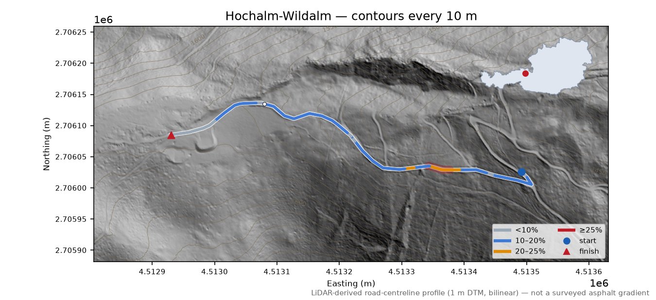 Hochalm-Wildalm LiDAR hillshade map with contours