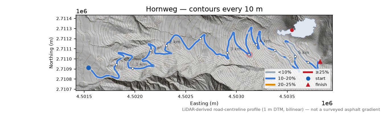 Hornweg LiDAR hillshade map with contours